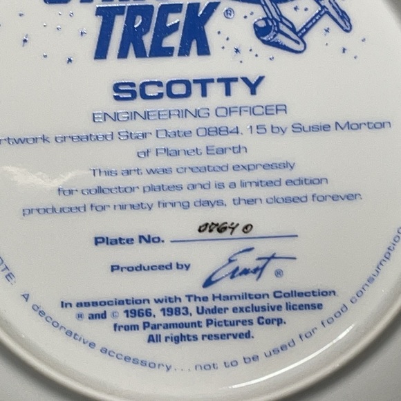 8 Vintage 1983 Star Trek Collectable Plates In Mint Condition! - Picture 12 of 17